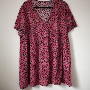 Shein 4xl smock dress pink and black floral